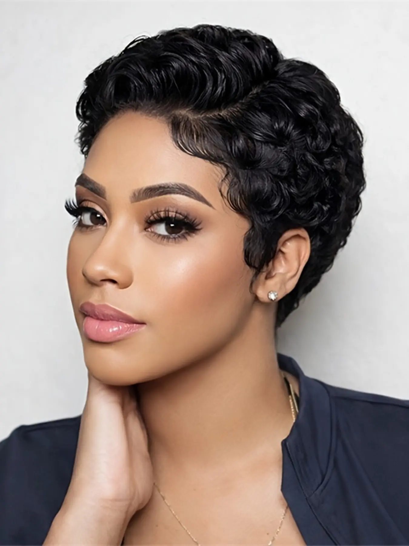 pixie cut wig pixie wig 13x4 lace front wig black  color short curly human hair wig daily party cosplay gift use hair wig for women  Party holidays gift wig Bixie cut wigs