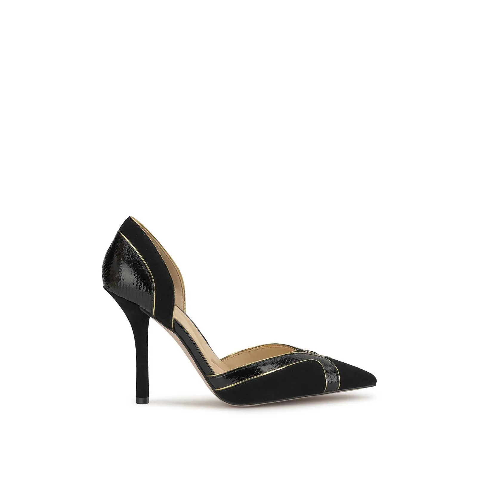 Vuley High Heel in Black & Gold