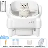TAYACICY Automatic Self-Cleaning Cat Litter Box, Open-Top Model with 2.4G WiFi App Remote Management, 16.5"x16.5" Wide Entry, Double-Layer Detect Dual Safety Tech, 10.5L Sealed Odor Control Waste Bin, Instant Protection, Cream White,Gifts