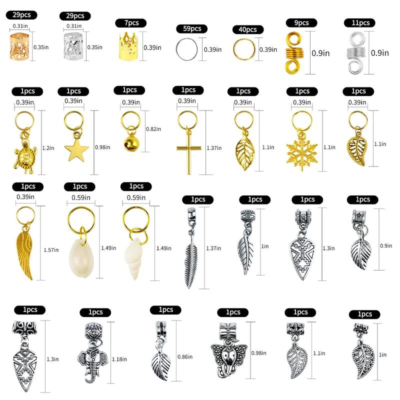 241 PCS Hair Jewelry Gold Hair Jewelry for Braids Loc Jewelry for Hair Dreadlock Metal Gold Silver Clips Shells Imitation Wood Beads Hair Charms Women Adjustable Cuffs Braiding Hair Rings Decoration hair beads