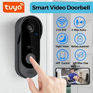 Wireless Smart Video Doorbell Camera with Chime | 2.4G WiFi, Night Vision, Two-Way Audio, Real-Time Alerts | Cloud & SD Card Storage | Rechargeable Battery | Indoor/Outdoor Home Security System | Smartphone App Control for Entrance