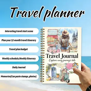 A5 Travel Diary Notebook 100 Pages Spiral Bound, Annual Trip Planning, Budget Management, Portable Travel Journal for Young Adults