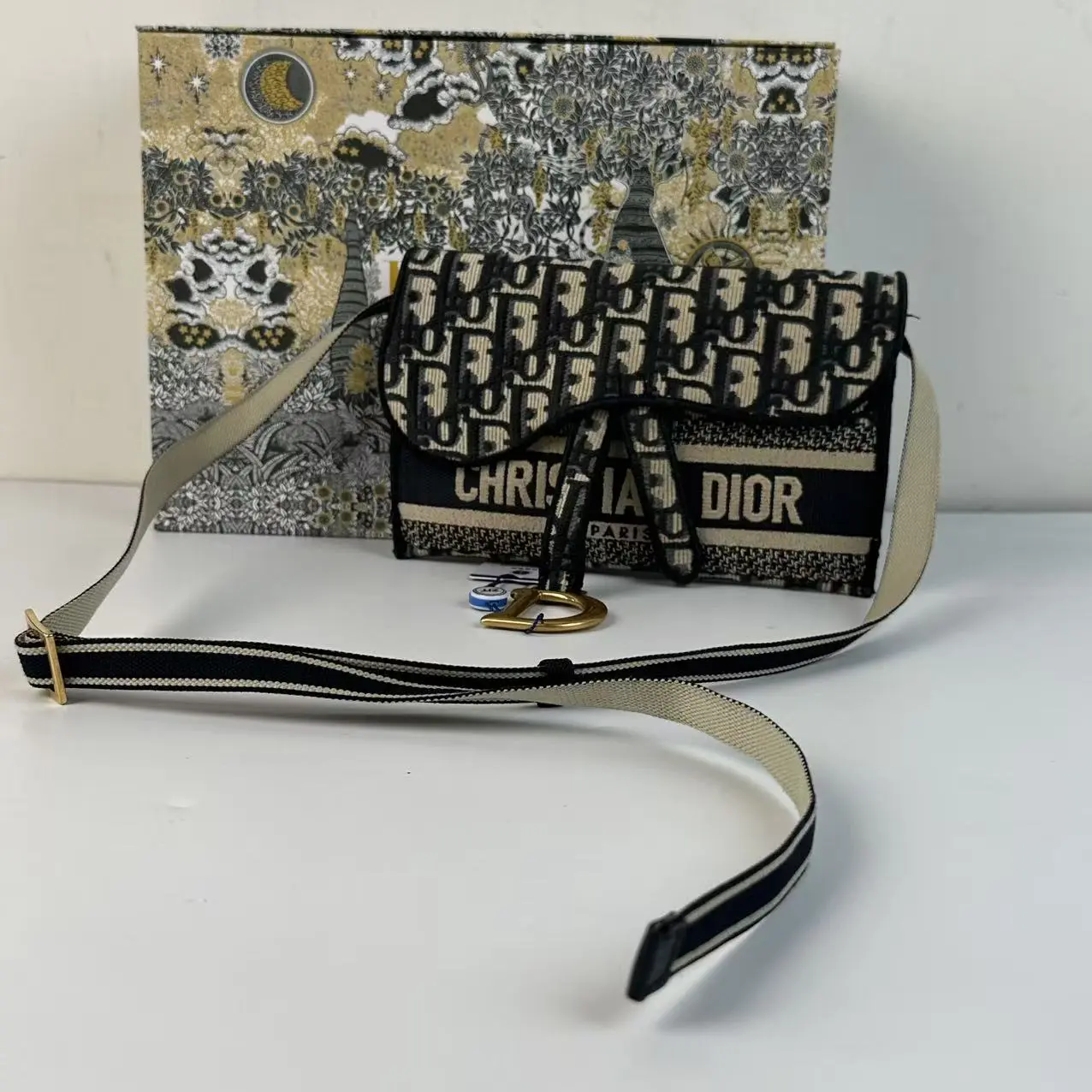 Pre-owned Dior Oblique Jacquard Saddle Belt Bag Crossbody Waist Bag