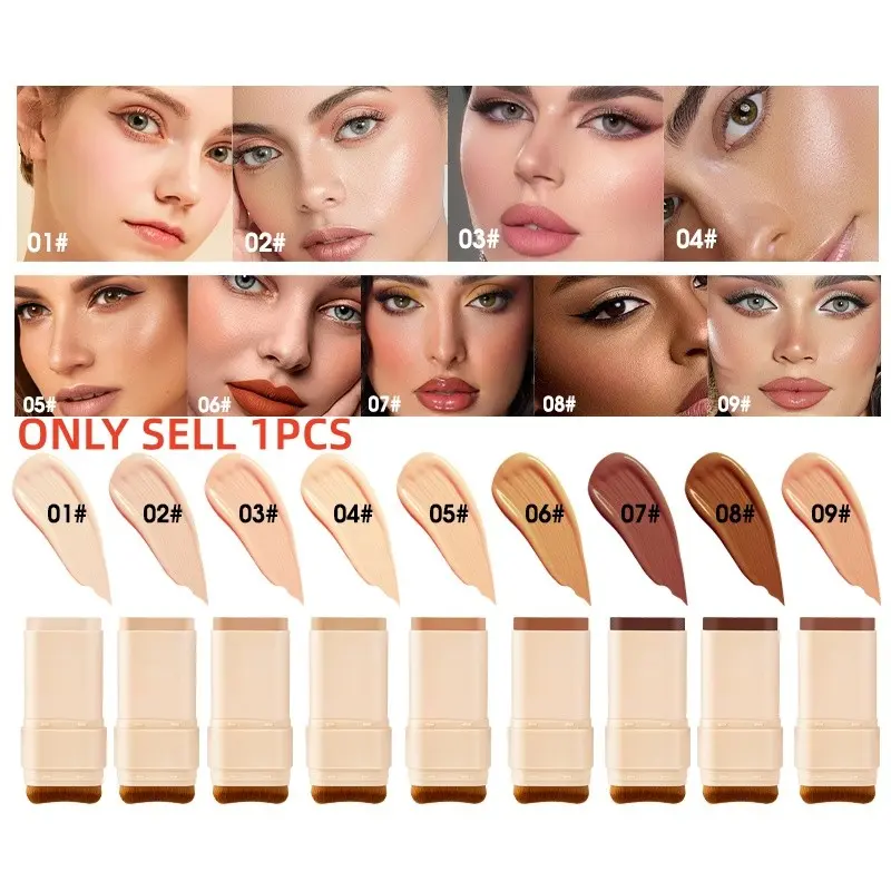 9 Color Concealer Eraser Dual-Ended Foundation Stick, Waterproof Solid Makeup, Long-Lasting, All Day Coverage, Buildable Coverage, Flawless Finish, Non-Caking, Easy Application