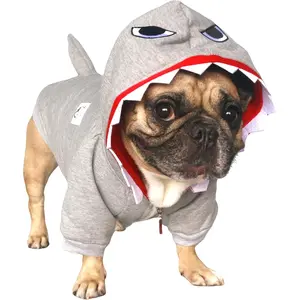 Ichoue I Am a French Bulldog Shark Dog Costumes Clothes Sweater Cute Funny for Small Dogs Cold Weather Winter Coats Hoodies Frenchie English Pug Pitbull Corgi Puppy - Grey/Medium iChoue