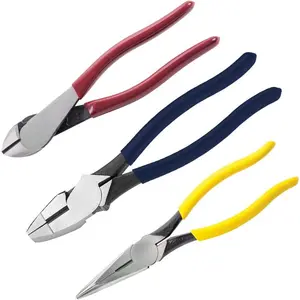 Valentine's Day Gifts for Men Professional Linemans Pliers 3 Piece Set USA Made Induction Hardened Knives for Electrical Work Automotive Repair DIY Heavy Duty Durable Tools Corrosion-Resistant Nose Fishing studs and co framing kit oynt7a tool clamp