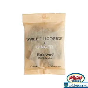 Kolsvart Sweet Licorice + Ginger Swedish Candy Fish, 4.2oz