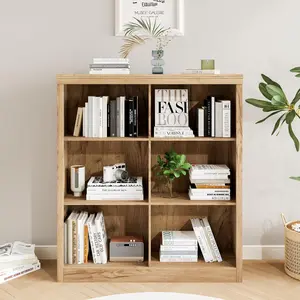 6-Cube Modern Wooden Bookshelf, Anti-Tip Open Display Storage Shelves, Sturdy Organizer for Living Room Bedroom Home Office, White Finish
