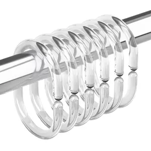 Amazer Plastic Shower Curtain Rings, Shower Curtain Hooks, 24 Counts C Shaped Shower Hooks for Shower Curtain, Shower Curtain Hooks for Bathroom