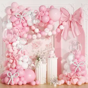 Bow Balloons Arch Kit, 199 count  Balloons Garland with 260 Clear Balloons  Ribbon Bow for Bow  Birthday Decorations Bachelorette  Shower Bridal Shower