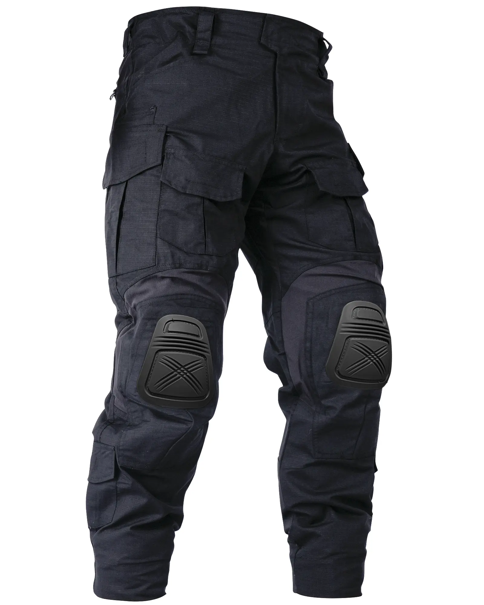 Men’s Outdoor Pants with Knee Pads Camo Cargo Pants Waterproof Hiking Pants 10 Pockets (No Belt) Menswear Trouser