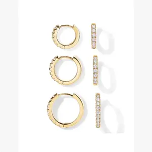 Rhinestone Decor Hoop Earrings, High Quality Earrings, Fashionable Earrings for Women & Men, Trendy All-match & Exquisite Jewelry for Birthday Gift