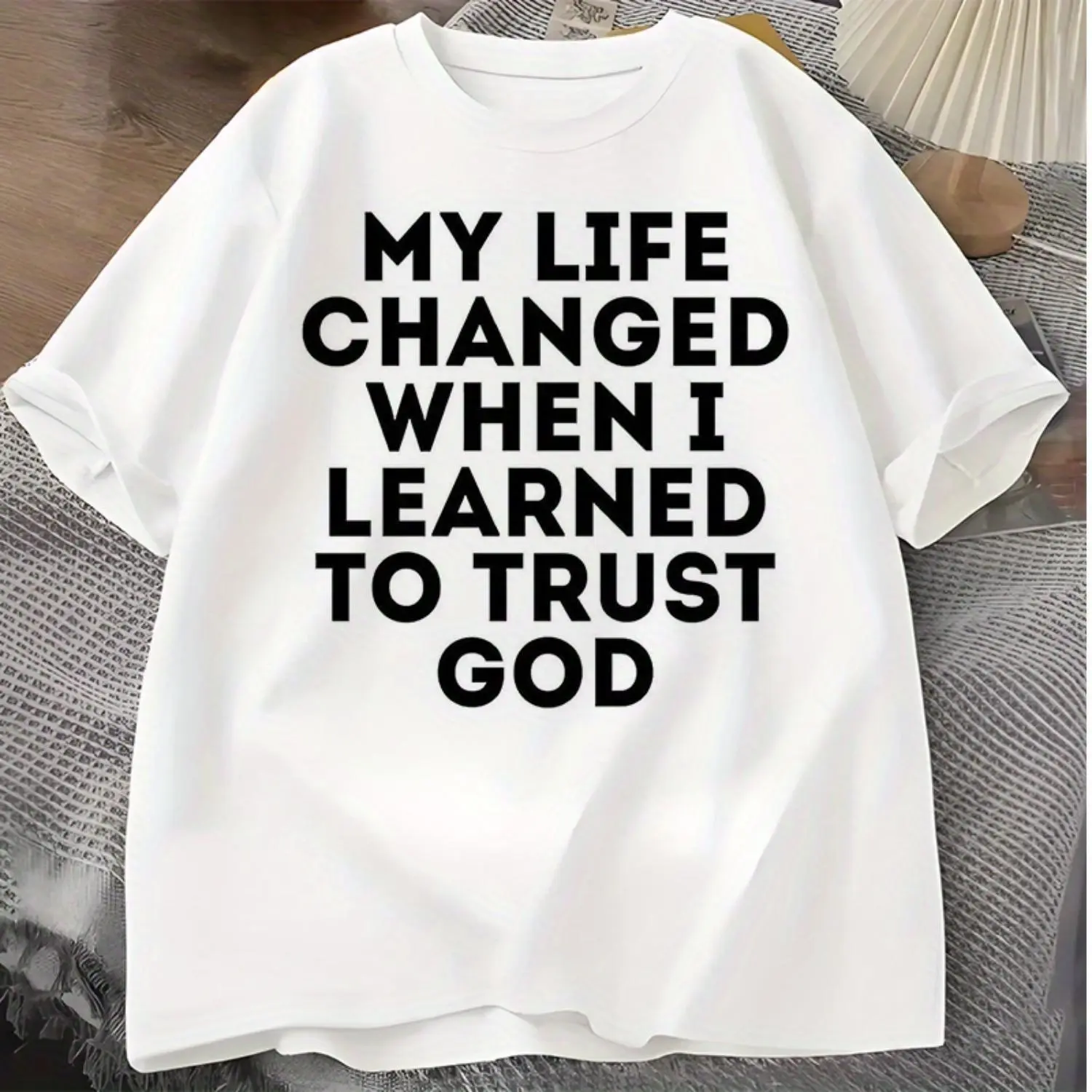 My Life Changed When I Learned to Trust God Heat Transfer Stickers DIY Iron-On Decals for T-Shirt, Pillow Decorations - Multi-Color Durable Washable Plastic Stickers Suitable for Backpacks, Pillows, Pants, Sofa Cover