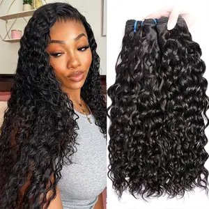 Water Wave Bundles 100% Real Human Hair Extensions 12-32inches 12A Grade Brazilian Remy Hair 3Pcs/Lots Natural Black Color Human Hair Extensions For Women
