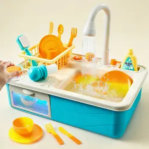 Color Changing Play Sink with Running Water & Electric Dishwasher for Toddlers