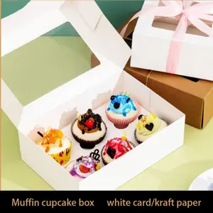 12 Pack Transparent Window Cupcake Boxes Set, Cardboard Paper Material, Ideal for Bakers, Home Baking Lovers, Parties, Gifts, Cakebox