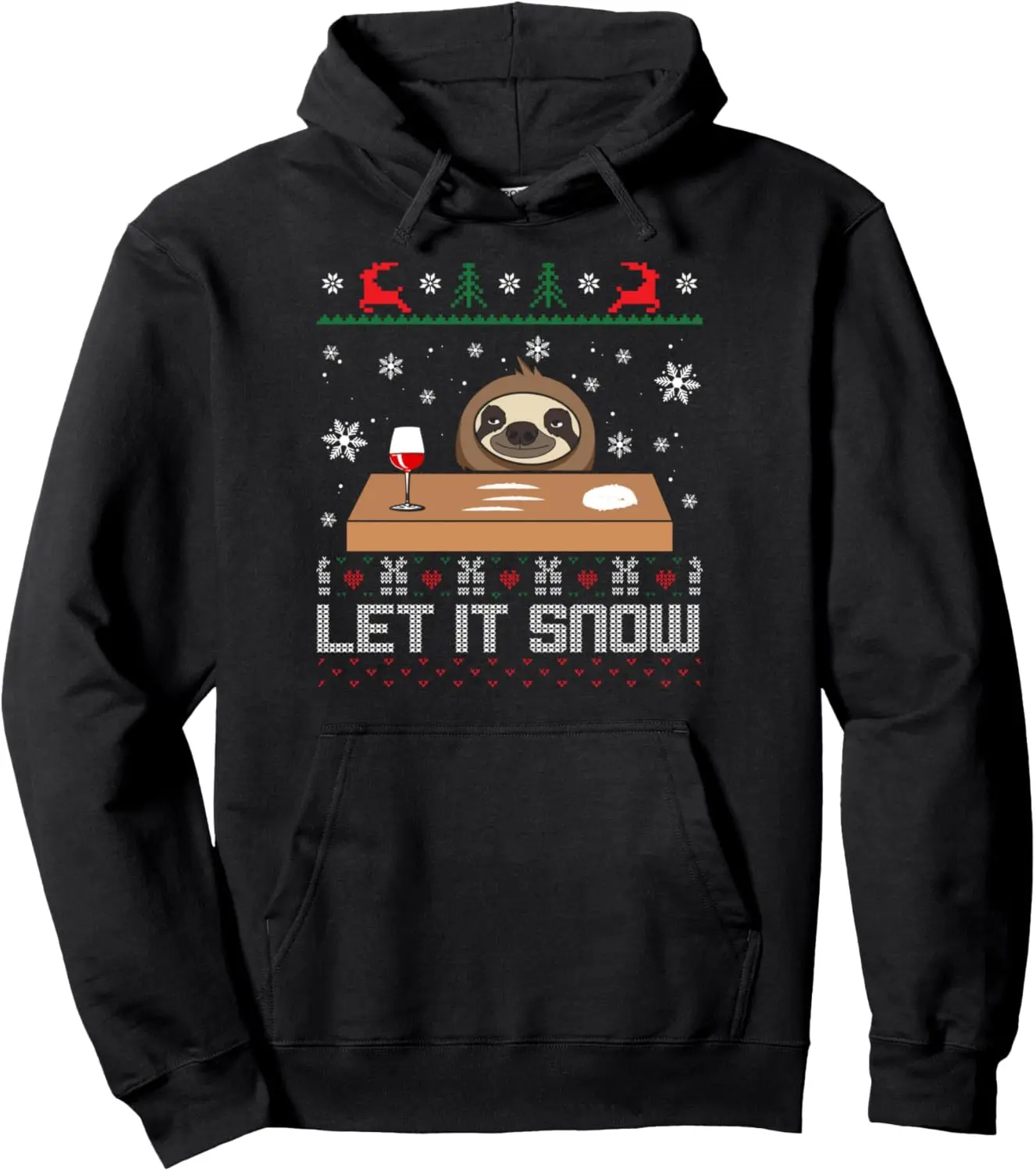 Let It Snow Sloth Ugly Sweater Ugly Christmas Sweater Pullover Hoodie