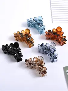 Vintage Flower Design Hair Claws, Flower Hair Clips, Casual and Versatile Hair Accessories for Women, Minimalist Headwear Suitable for Thick Hair