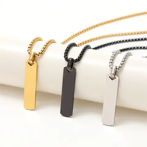 Men's Stainless Steel Geometric Hip-Hop Pendant Necklace - Titanium-Durable, Metal-Coated, Long Chain, Personalized Edge Design, Black/Gray/Various Colors, Men's Accessories, Daily Casual Fashion Costume Jewelry, Gifts for Him