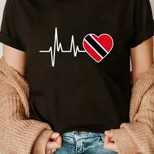 100% Cotton Flag Trinidad And Tobago Heartbeat T-Shirt