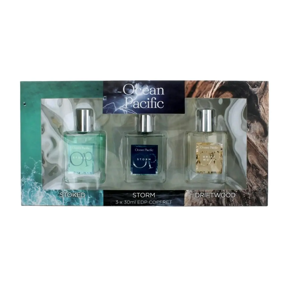 OP by Ocean Pacific Men's Wood-Infused 3-Piece EDP Fragrance Gift Set - 1 oz Spray Bottles