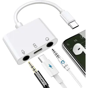 USB C to Microphone Adapter for Live-Streaming Type C to Microphone & 3.5mm Headphone Adapter with  Port USB C Audio & MIC Splitter Compatible for  16/17 iPad Pro/Galaxy 25 24/Pixel 9 8
