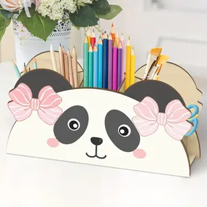 1pc Wooden Panda Pen Holder Large Size 11.8x12.7inches Assemble Desk Organizer Perfect Gift for Students, Teachers & Stationery Lovers on Christmas, Thanksgiving