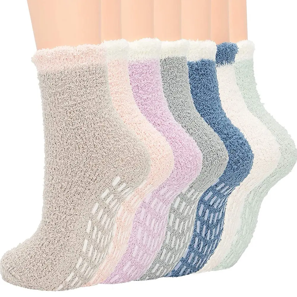 7pcs-non-slip coral fleece socks