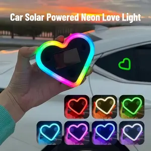 Used for car decoration. Solar Powered Wireless LED Heart Shape C-Pillar Neon Light Eco-Friendly Modern Stylish Look. solar-powered, waterproof, wireless, and easy-to-install interior car accessories, window decorative lights. split rear glow  matz