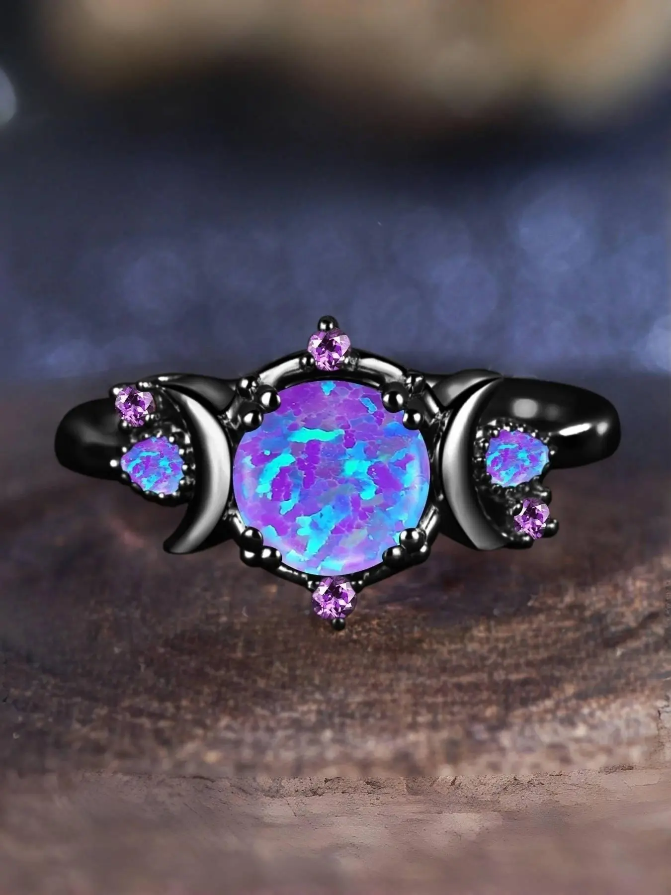 Special Lavender Ring Star Moon Ring Black Ring Wedding Promise Ring Birthstone Ring Vintage Rings Jewelry Gift for Her Engagement  Party Suitable for Both Men and Women Daily Vacation The Best Choice for Wearing At A Dinner Party Beautiful Rings