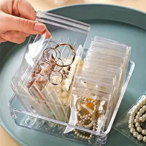 100pcs PVC Transparent Ziplock Bag, Clear Jewelry Bag, Dustproof Anti-Oxidation Pocket, For Packaging Jewelry Earrings Rings Necklaces Bracelets Pendants Mini Items, 2 Size To Choose