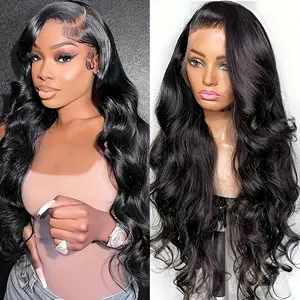 Transparent 13x6 Lace Front Remy Wig Highlighted Virgin Brazilian Wavy Pre-Plucked Human Hair Wig 180 Density Lace Front Wig Women's Special Sale