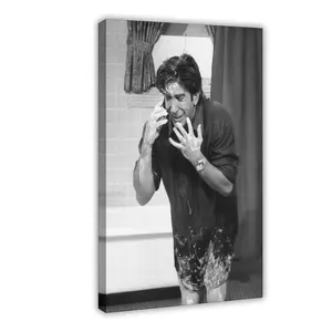 Funny bathroom wall art ,Friends TV show style wall decor, Ross Geller funny black-and-white poster, suitable for restroom decoration