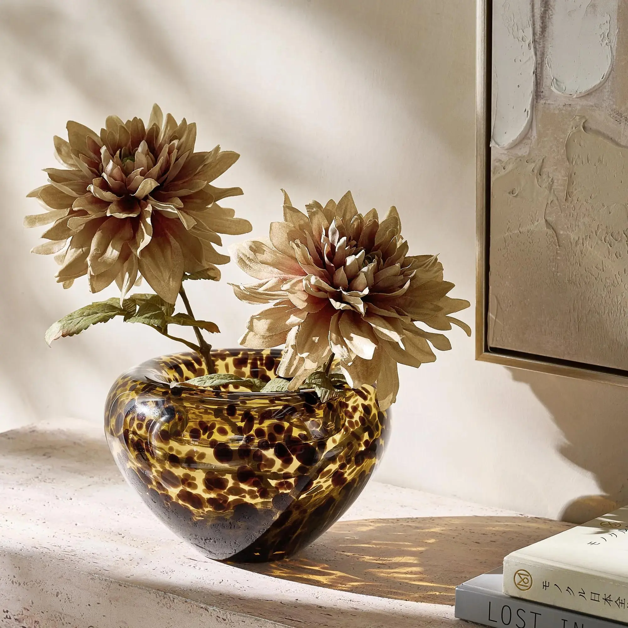 Z Gallerie Leopard-Tortoiseshell Patterned Glass Serving Bowl - Decorative Bowls for Home Decor, Tabletop Kitchen & Tableware Accessory