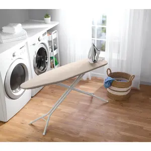 Basic Gray Cotton Ironing Board Cover with Thick Foam Pad – Removable, Scorch-Resistant, Fits Wide-Top Ironing Boards 54" x 15"