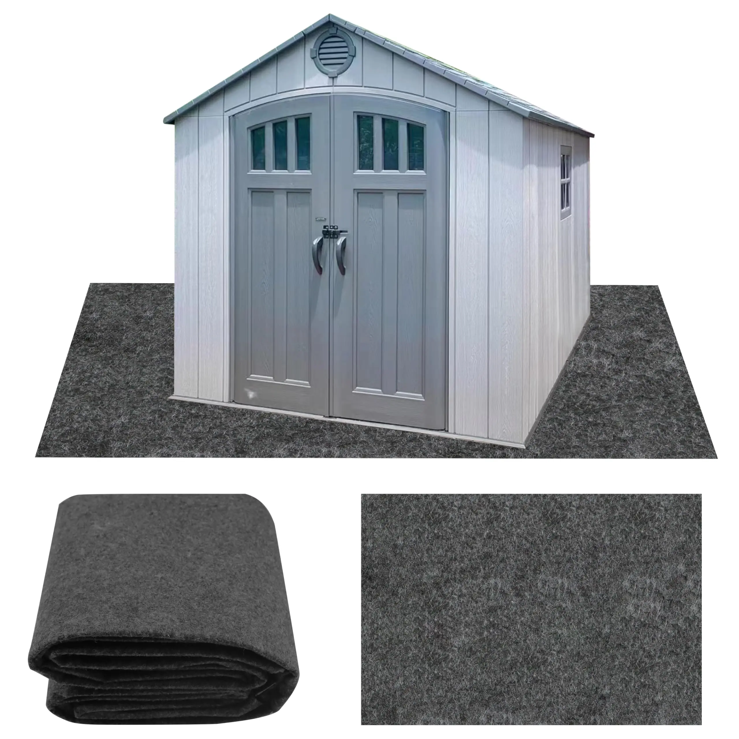 [Deals For You] 6 x 8.2 FT Gray Outdoor Storage Shed Mat Waterproof Soft Patio Furniture Carport Mat with Non-Slip Backing & Easy Storage Absorbent PET Felt Floor Mat