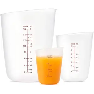 3 count  Flexible Measuring Cups,Melting Cups for Epoxy ,Butter, and ,2 Cup&1 Cup&1/2 Cup,Squeeze and Pour  Measuring Cup with Marking Ounce/ML