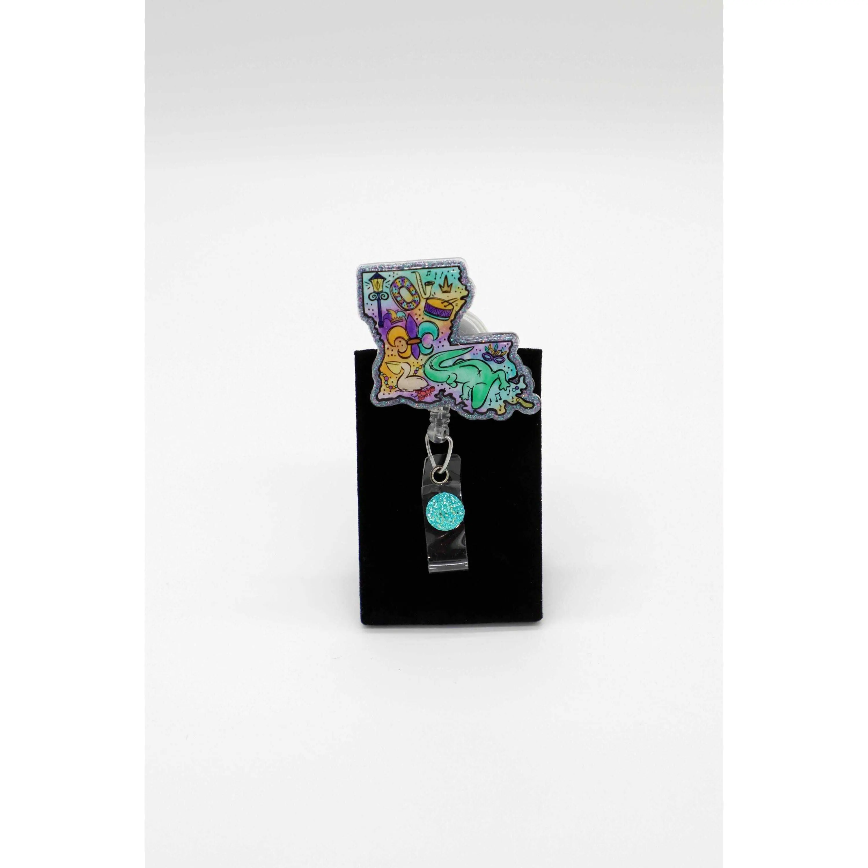 Mardi Gras Nurse Badge Reel, Nurse Badge Reel, Louisiana Badge Reel, RN