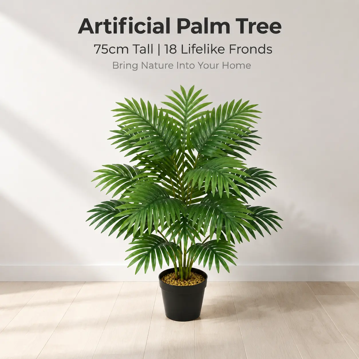 Artificial Fan Palm Plant 18 Heads 29.5in - Realistic Tropical Faux Foliage | No Maintenance Decorative Palm Leaves for Home Office Indoor Outdoor Decor