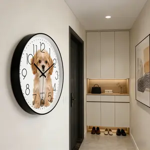 Adorable Puppy Wall Clock, Silent Quartz Clock for Living Room & Bedroom, Simple Cartoon Design Home Decor, Digital Clock, Silent Digital Clocks