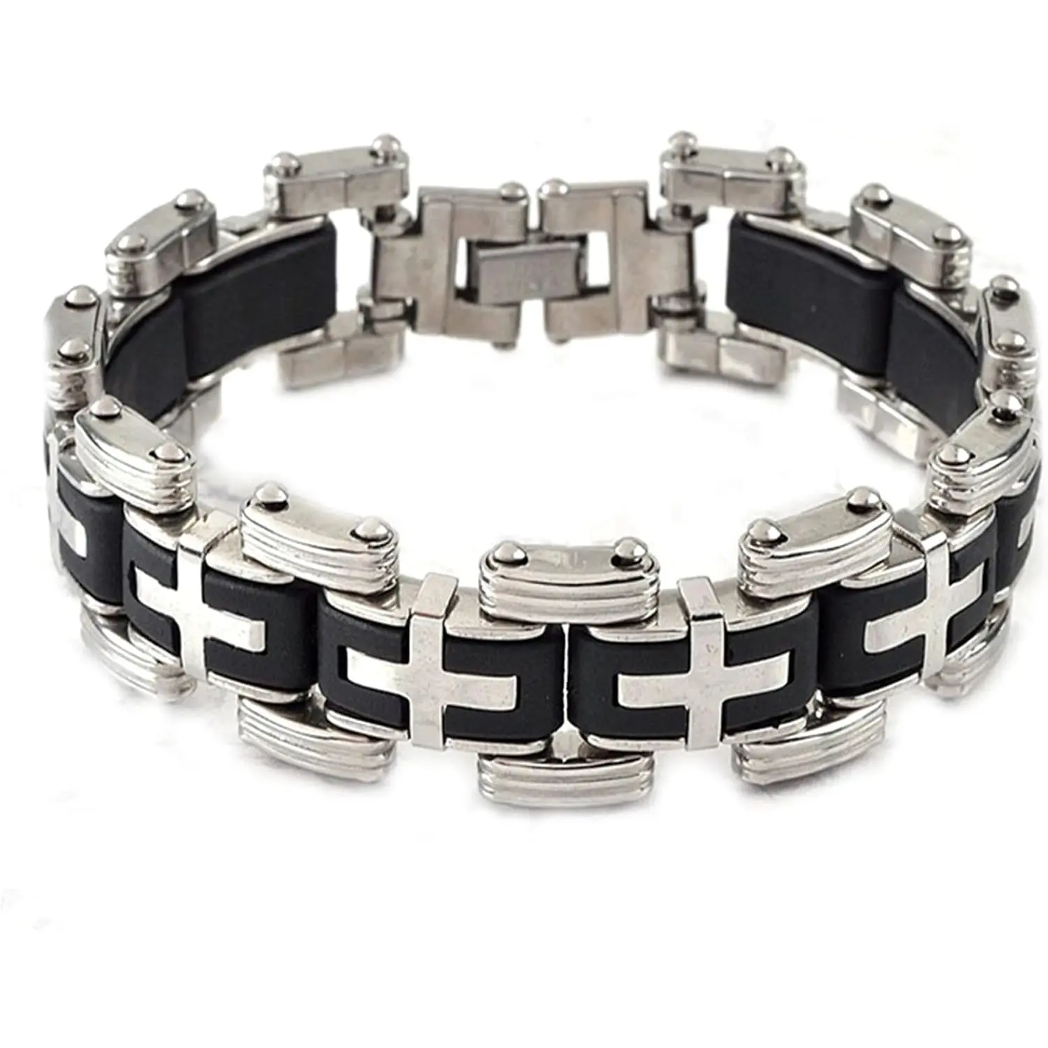 Punk Stainless Steel Bike Chain Motorcycle Bracelet for Biker Men Heavy Rock Bicycle Link Chain Wristband Bangle Party Jewelry Birthday Gift