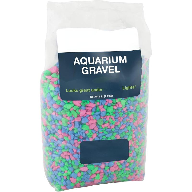 Aquarium Gravel, Fish Tank Gravel, Black With Fluorescent Accents, Compliments GloFish Tanks, 5 lb Bag