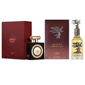 Lattafa Pride NEBRAS & ETERNAL OUD Bundle - Luxurious Unisex EDP 100ML, Long-Lasting Fragrances for Men & Women