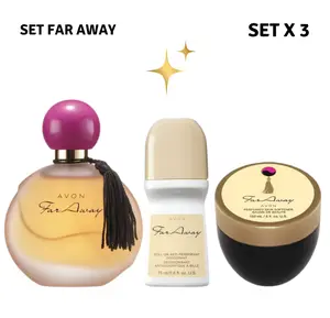 Far Away Fragrance Gift Set By Avon | Perfume, Roll-On Deodorant & Body Cream (3-Piece Set)