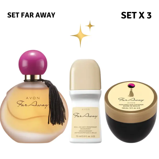 Far Away Fragrance Gift Set By Avon | Perfume, Roll-On Deodorant & Body Cream (3-Piece Set)