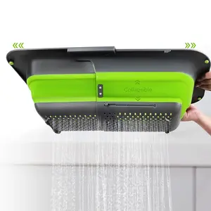 Collapsible Colander Strainer Expandable Over the Sink Colander Foldable Large Colander Basket to Wash Vegetable Fruit YY128
