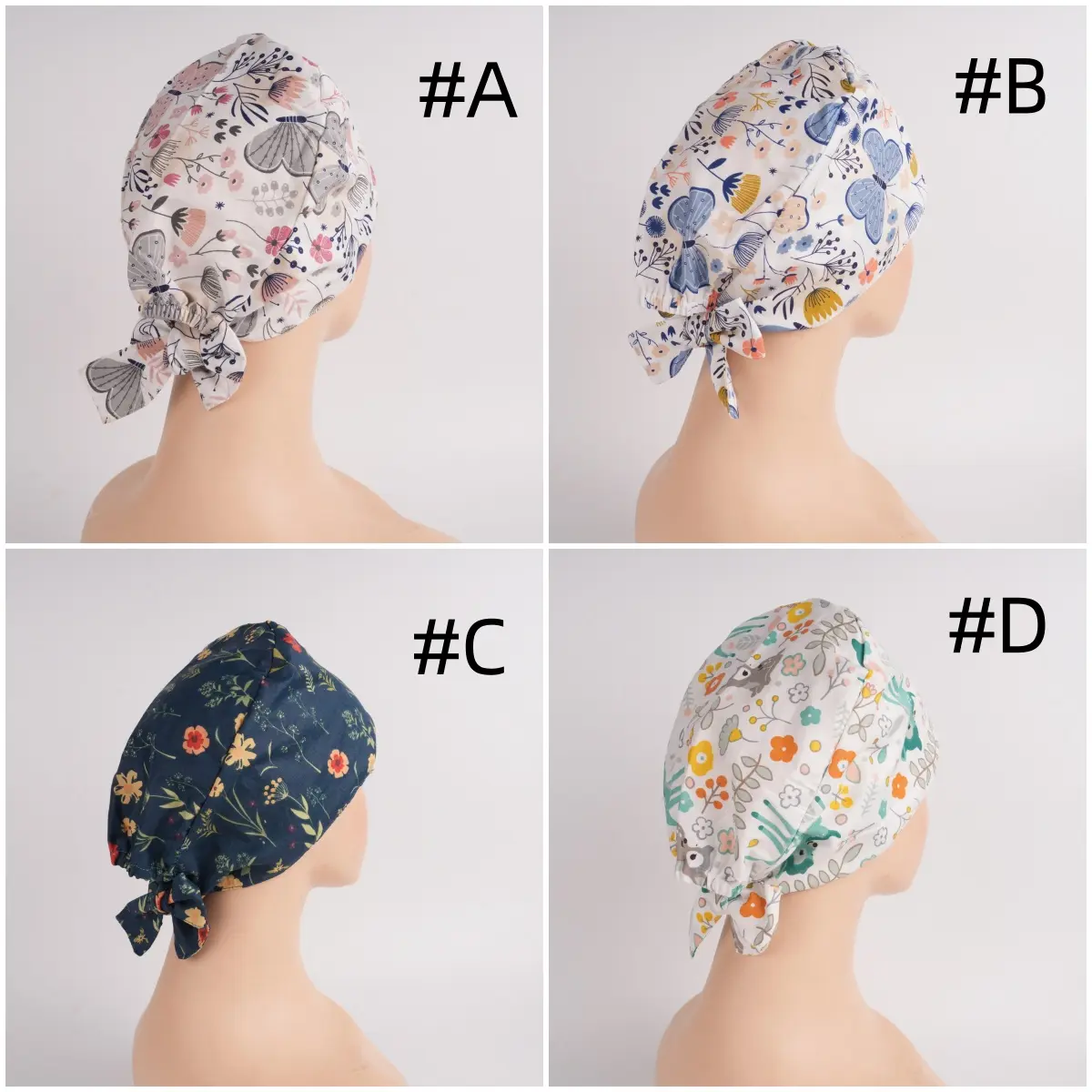 Scrub Cap for Women, Tie Back Style,Rabbit,Sunflower,Solid Color,sweet floral with birds and butterflies,many options,Birthday,Easter Gifts