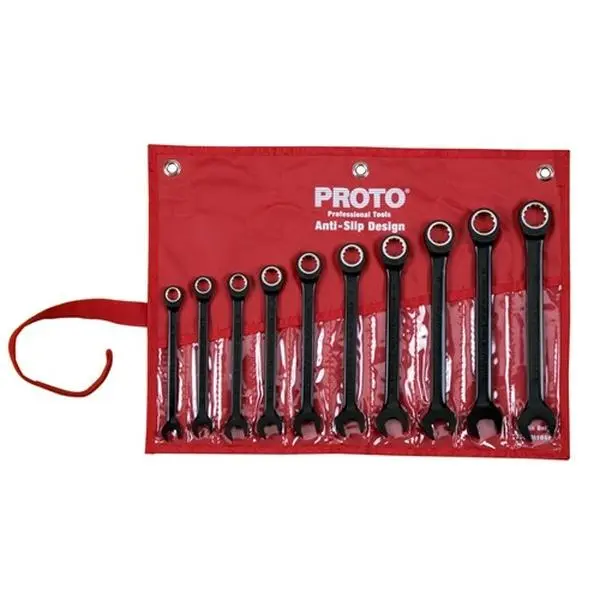 Proto JSCRM-10S 10 Piece Ratcheting Spline mm Wrench Set 10mm-19mm + Pouch