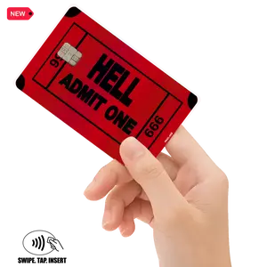 Hell Admittance Ticket Holographic Debit Credit Card Decal Adhesive Stickers Waterproof Premium Quality Custom Orders Available Easy Application Durable Material Meme Funny Gift Christmas