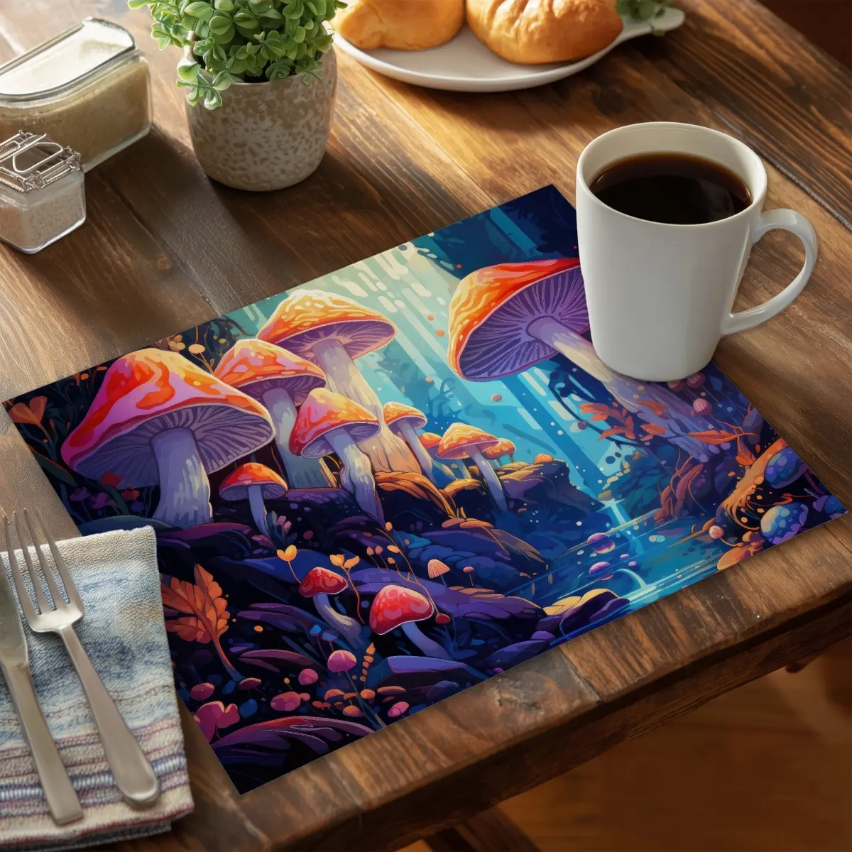 MWW CPPM14182H9UKD 14x18 in. Durable Lightweight Vibrant Purple Polyester Placemat, Modern Stylish Dining Kitchenware Accessory for Kitchen Counters